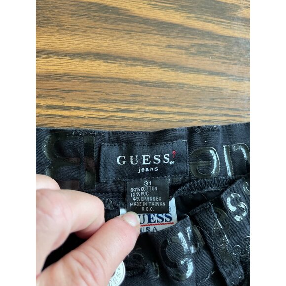 Guess Y2K vintage embossed phrases boot cut pants size 31 - Picture 4 of 9